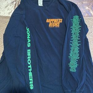 Jonas Brothers Happiness Begins 2019 Tour Navy Blue Long Sleeve Shirt